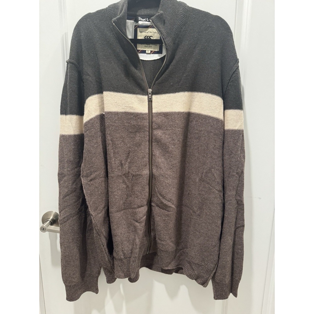 Canterbury of New Zealand Vintage Rugby Zippered Sweater Lambswool Size XL 90s